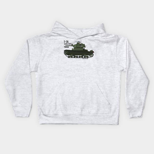 Finnish T-26 Model 1939. Kids Hoodie by Panzerpicture